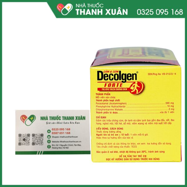 Decolgen Forte trị cảm cúm, nhức đầu, sổ mũi